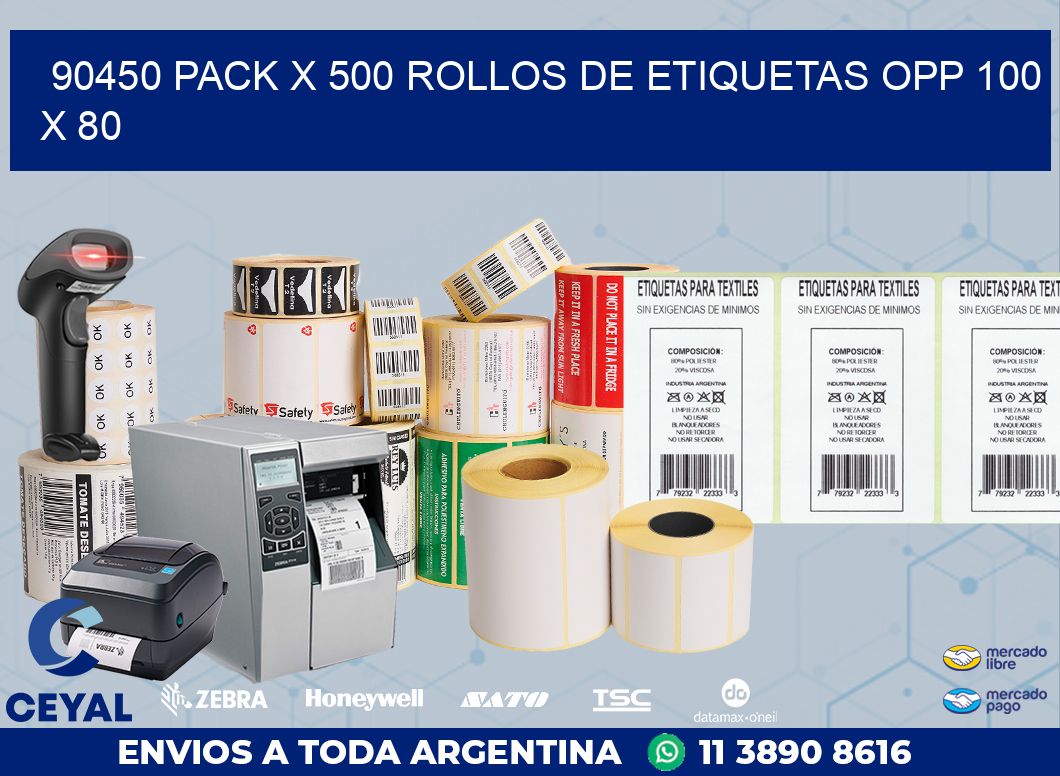 90450 PACK X 500 ROLLOS DE ETIQUETAS OPP 100 X 80