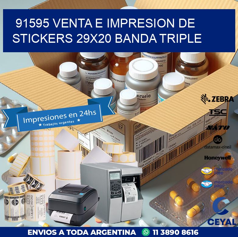 91595 VENTA E IMPRESION DE STICKERS 29X20 BANDA TRIPLE