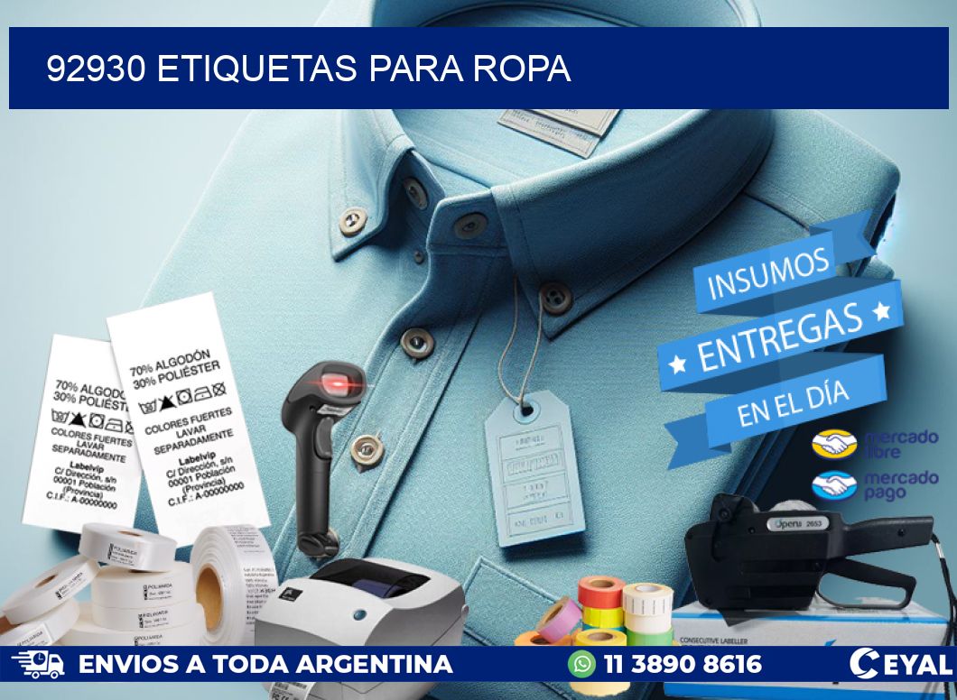 92930 Etiquetas para ropa