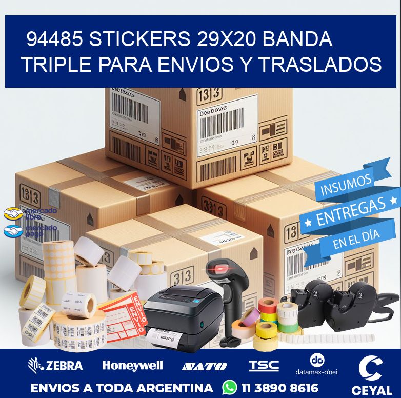 94485 STICKERS 29X20 BANDA TRIPLE PARA ENVIOS Y TRASLADOS