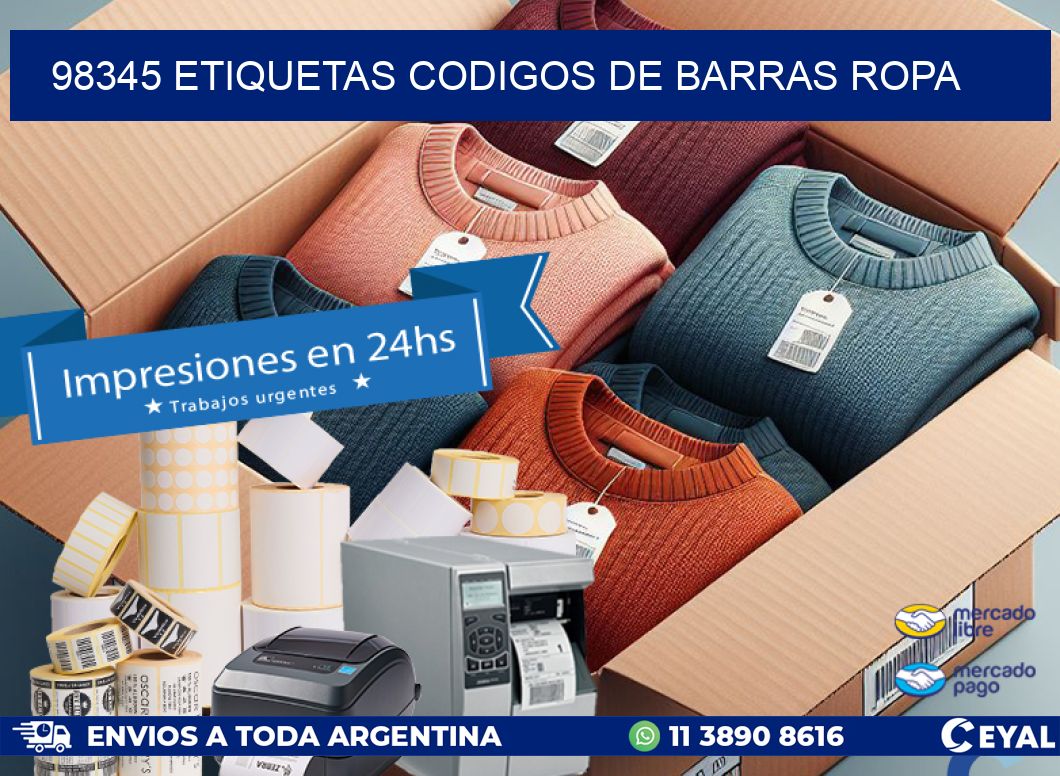 98345 ETIQUETAS CODIGOS DE BARRAS ROPA