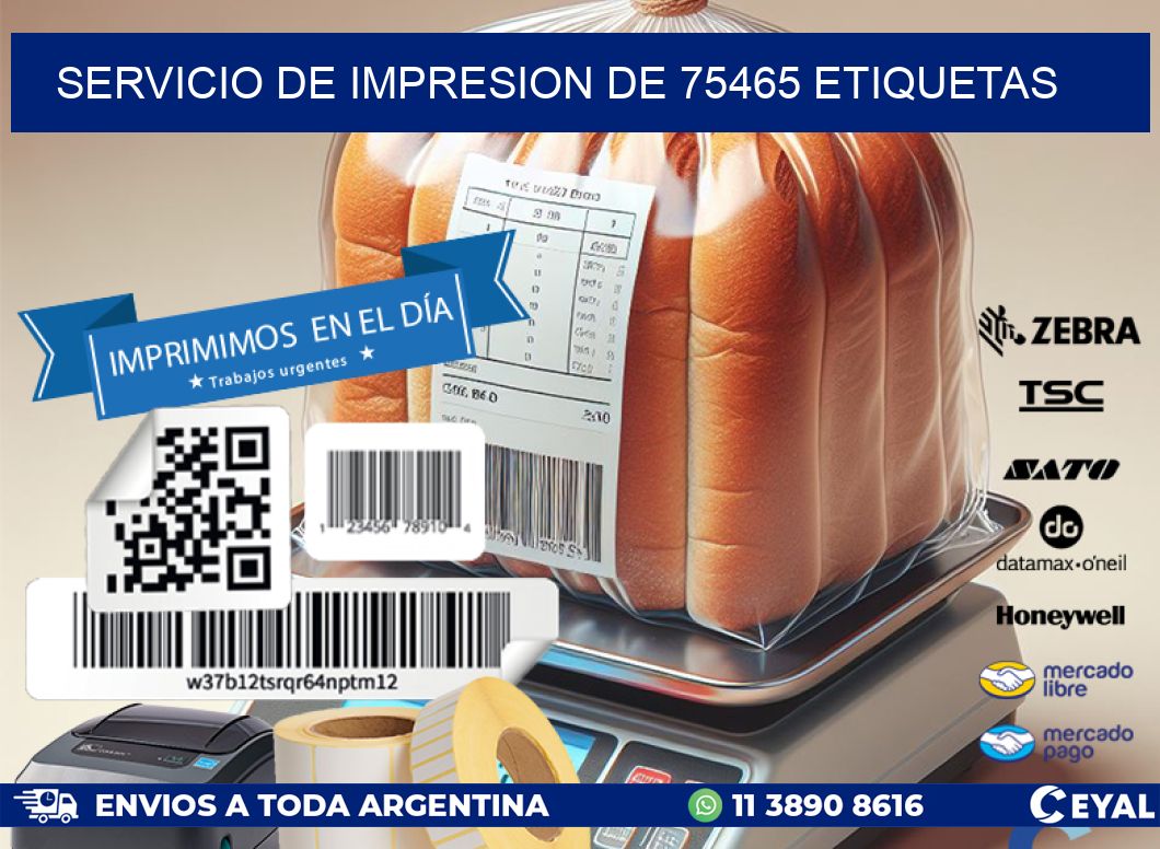 SERVICIO DE IMPRESION DE 75465 ETIQUETAS
