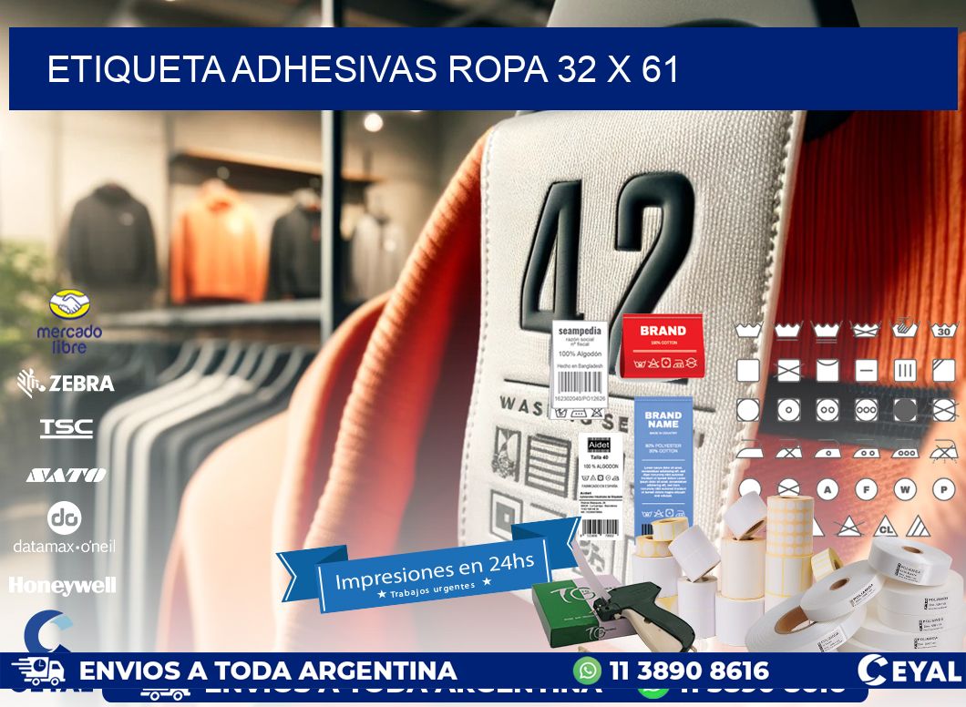 ETIQUETA ADHESIVAS ROPA 32 x 61