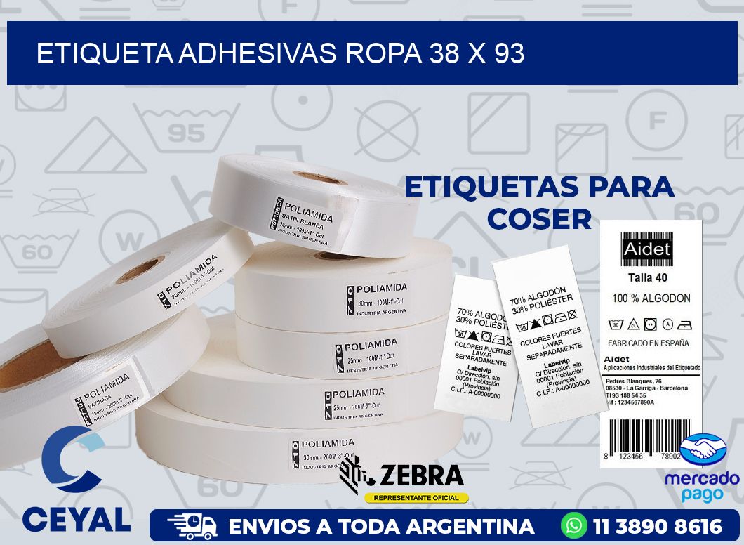 ETIQUETA ADHESIVAS ROPA 38 x 93