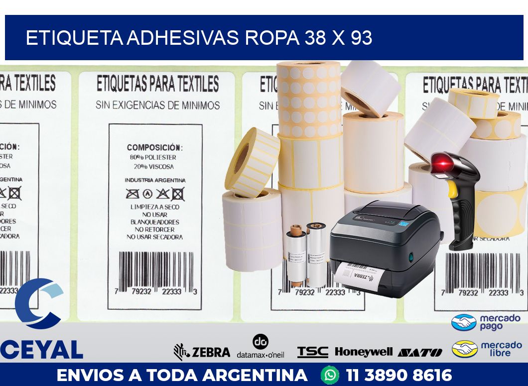 ETIQUETA ADHESIVAS ROPA 38 x 93