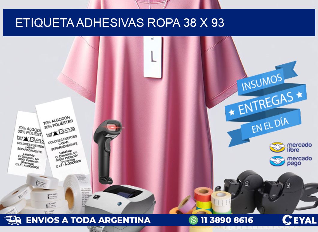 ETIQUETA ADHESIVAS ROPA 38 x 93