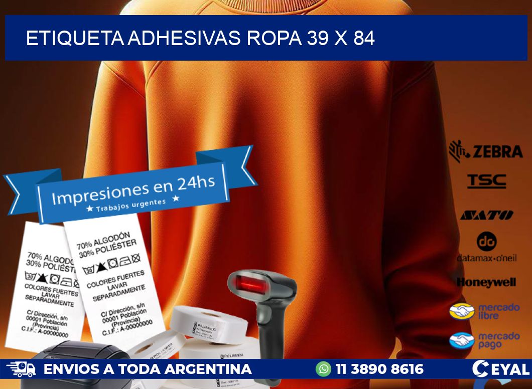 ETIQUETA ADHESIVAS ROPA 39 x 84