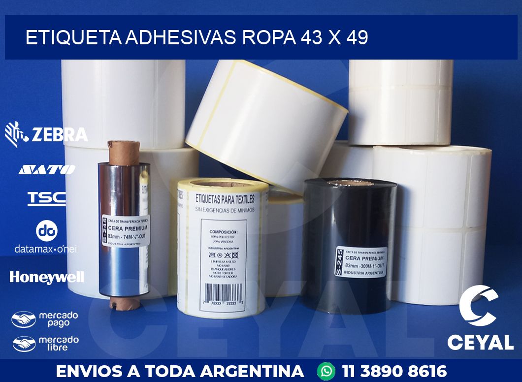 ETIQUETA ADHESIVAS ROPA 43 x 49