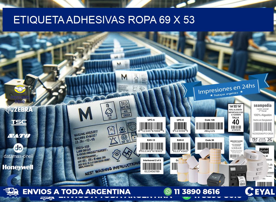 ETIQUETA ADHESIVAS ROPA 69 x 53