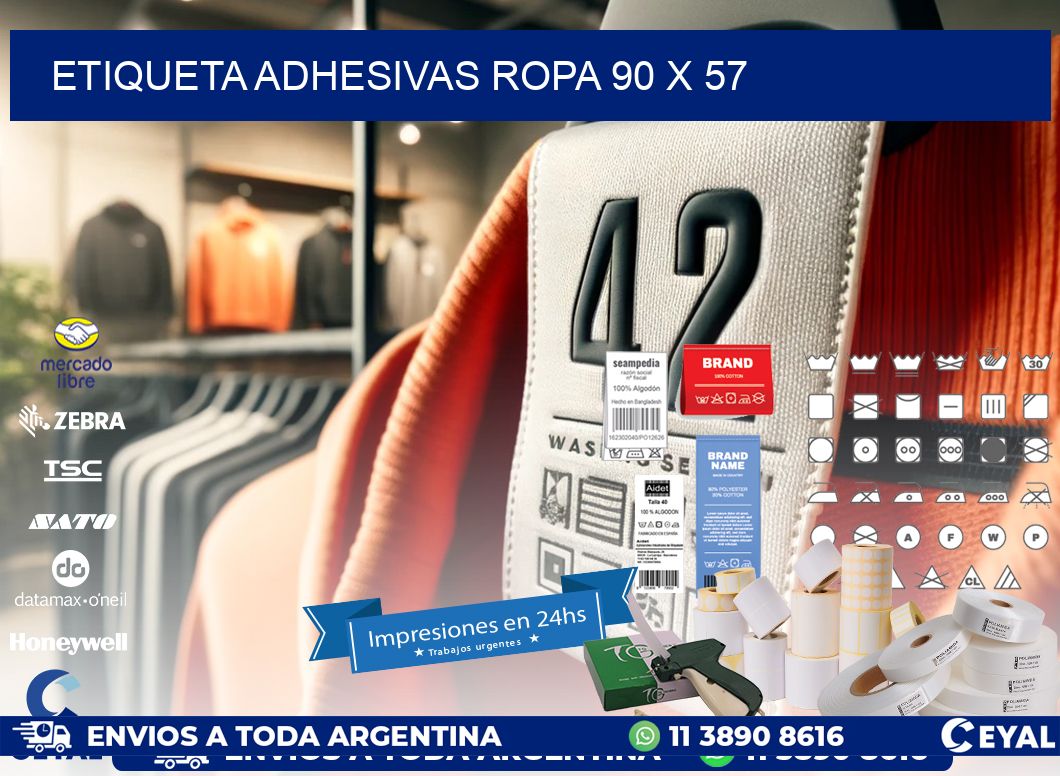 ETIQUETA ADHESIVAS ROPA 90 x 57