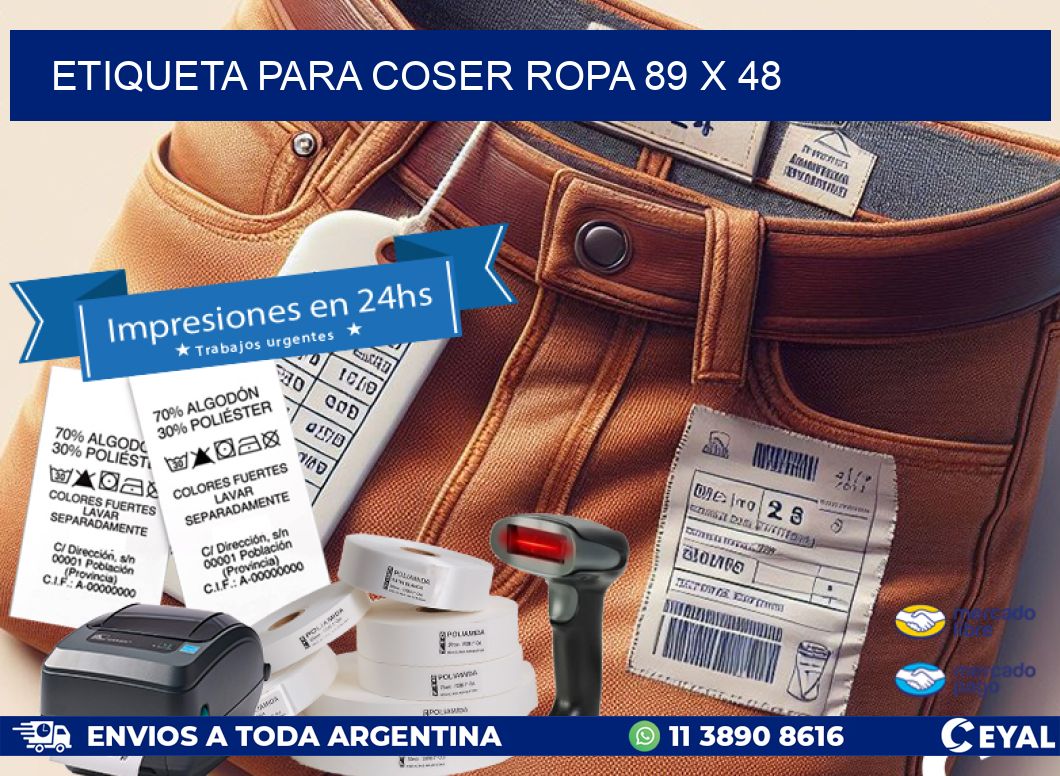 ETIQUETA PARA COSER ROPA 89 x 48