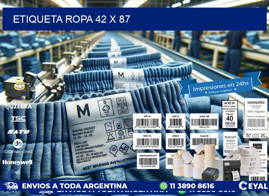 ETIQUETA ROPA 42 x 87