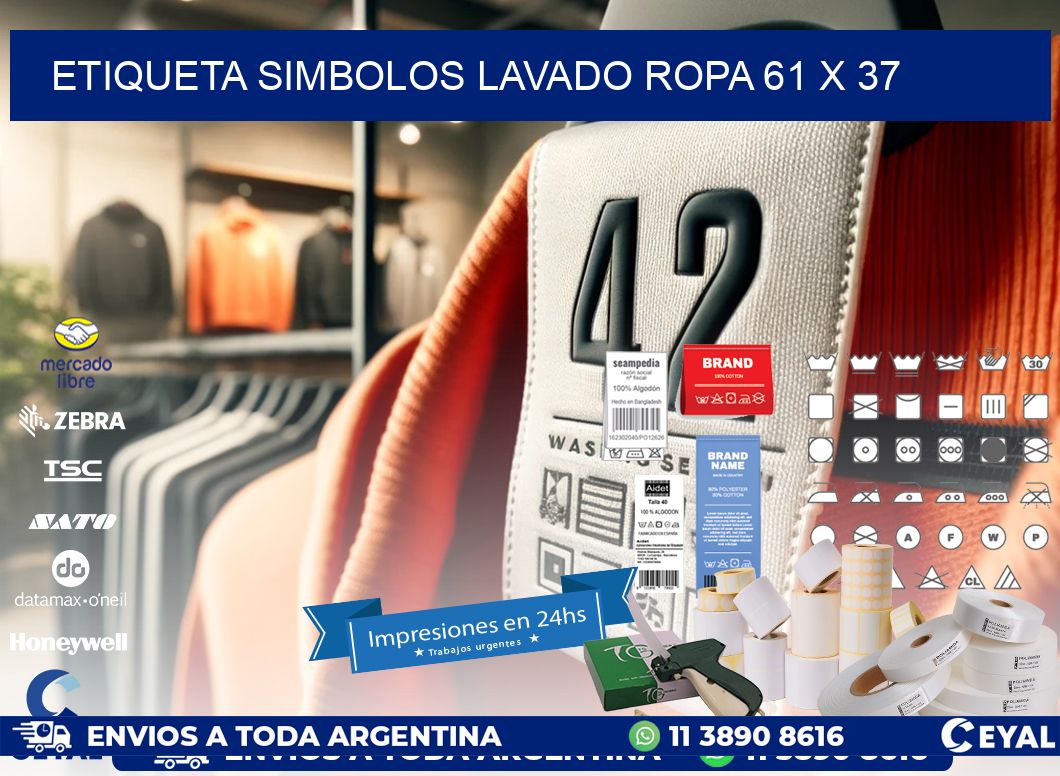 ETIQUETA SIMBOLOS LAVADO ROPA 61 x 37