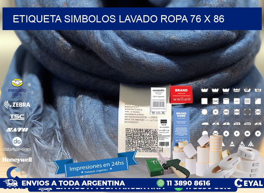 ETIQUETA SIMBOLOS LAVADO ROPA 76 x 86