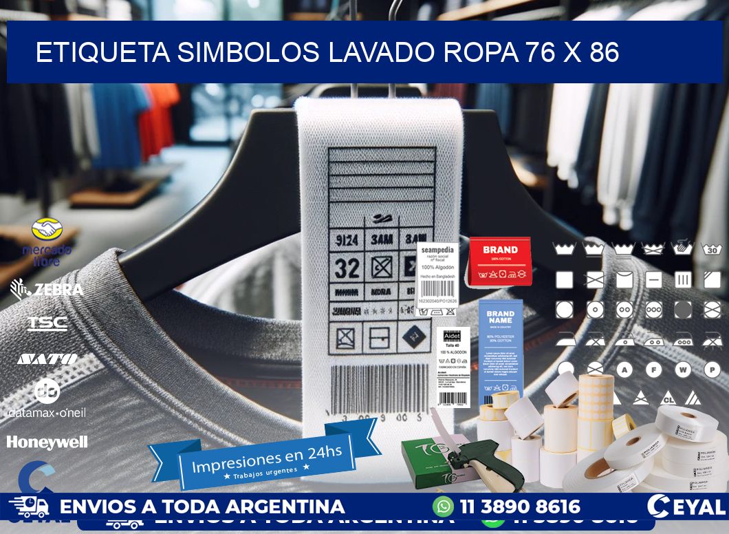 ETIQUETA SIMBOLOS LAVADO ROPA 76 x 86