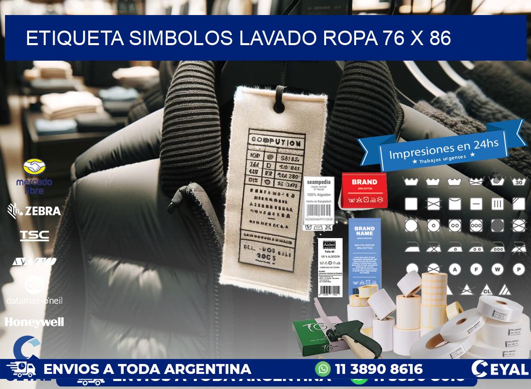 ETIQUETA SIMBOLOS LAVADO ROPA 76 x 86