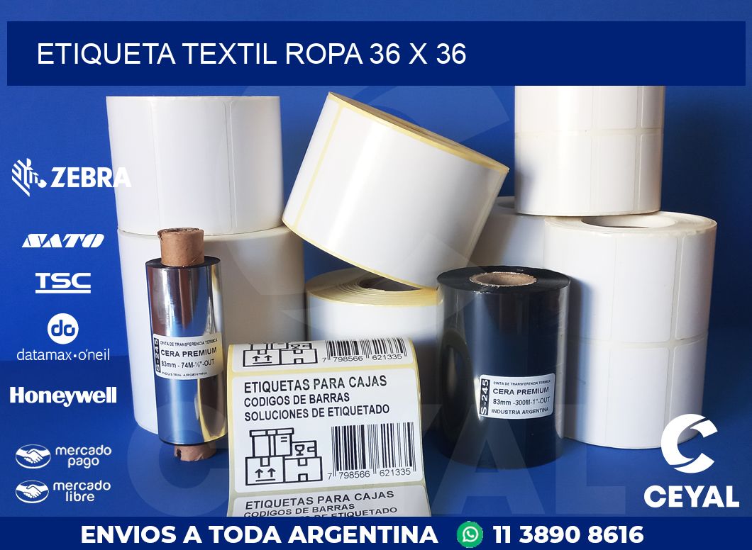 ETIQUETA TEXTIL ROPA 36 x 36