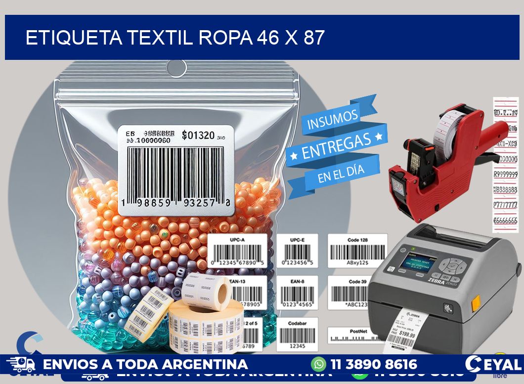 ETIQUETA TEXTIL ROPA 46 x 87