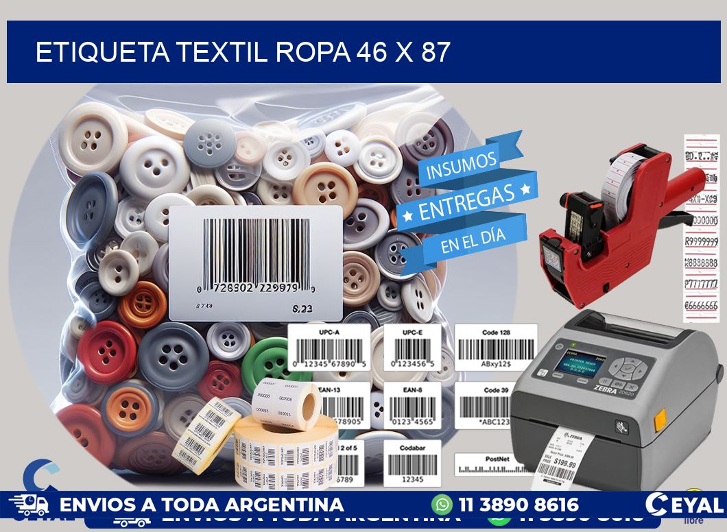 ETIQUETA TEXTIL ROPA 46 x 87