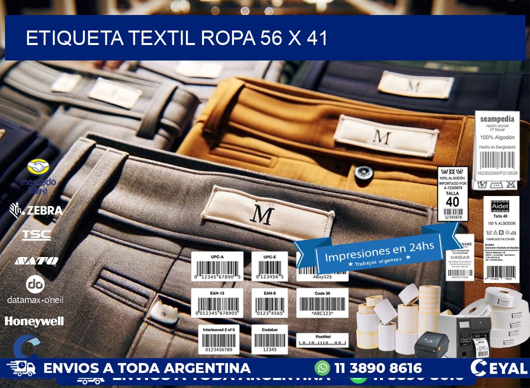 ETIQUETA TEXTIL ROPA 56 x 41