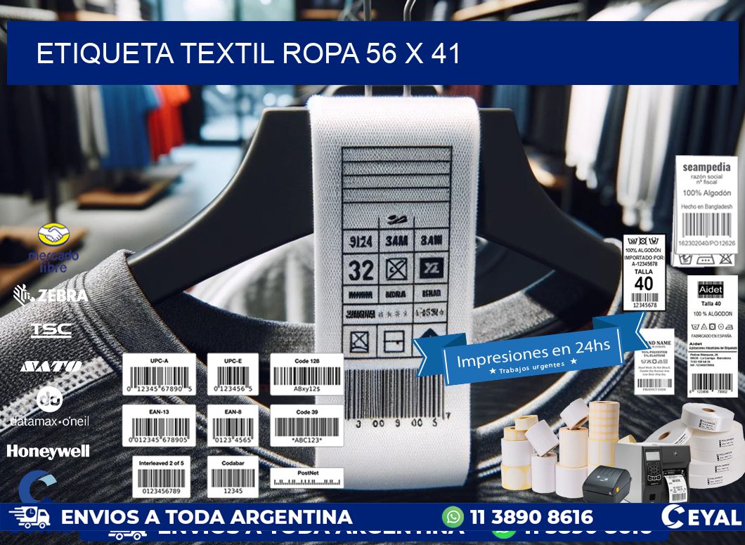 ETIQUETA TEXTIL ROPA 56 x 41