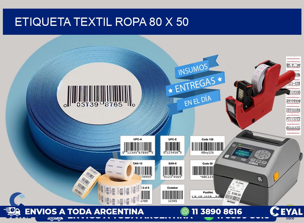 ETIQUETA TEXTIL ROPA 80 x 50