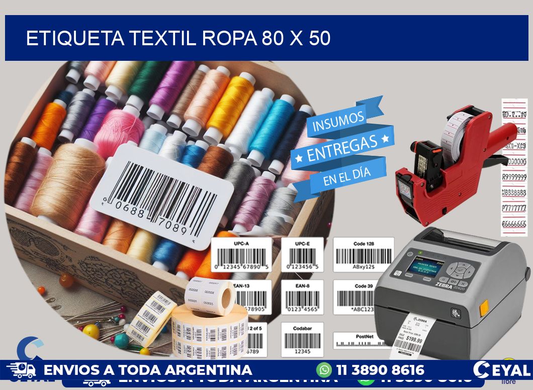 ETIQUETA TEXTIL ROPA 80 x 50