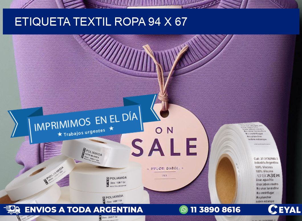 ETIQUETA TEXTIL ROPA 94 x 67