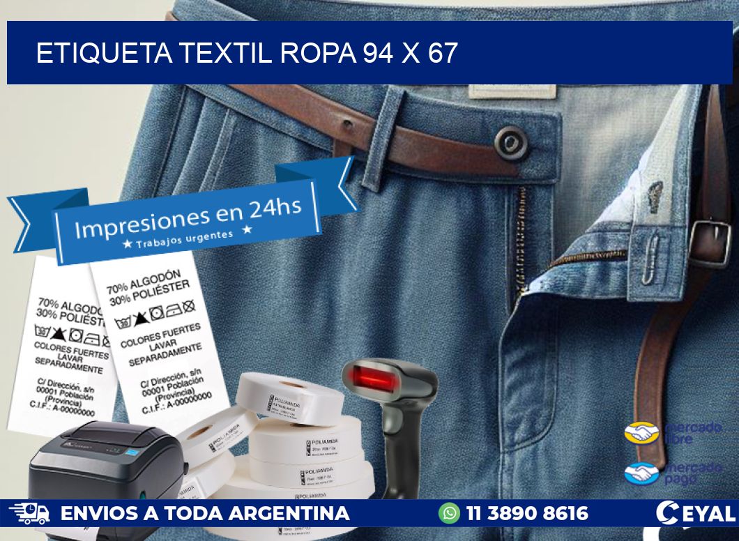 ETIQUETA TEXTIL ROPA 94 x 67