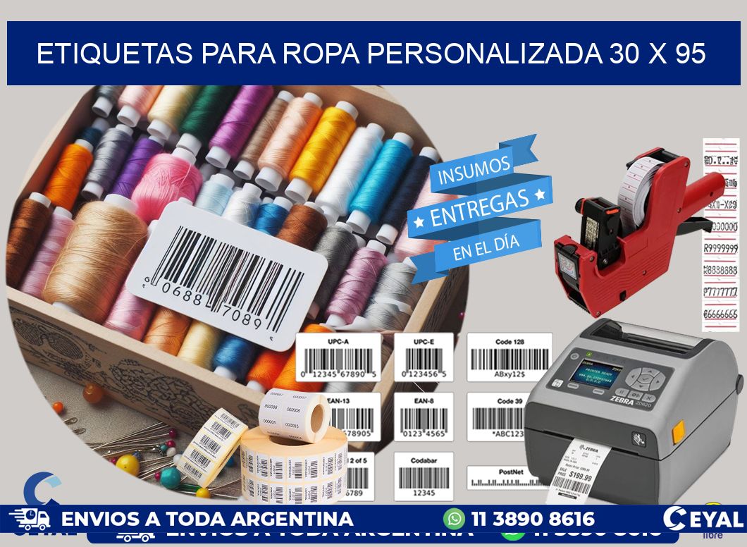 ETIQUETAS PARA ROPA PERSONALIZADA 30 x 95