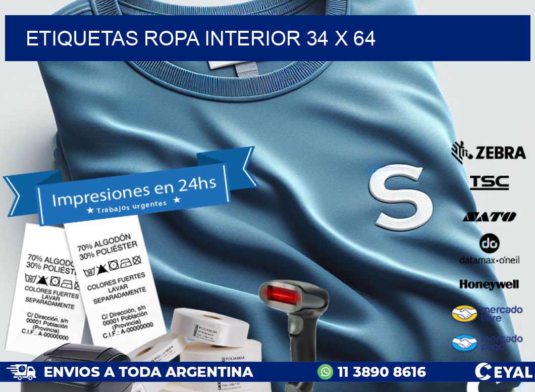ETIQUETAS ROPA INTERIOR 34 x 64