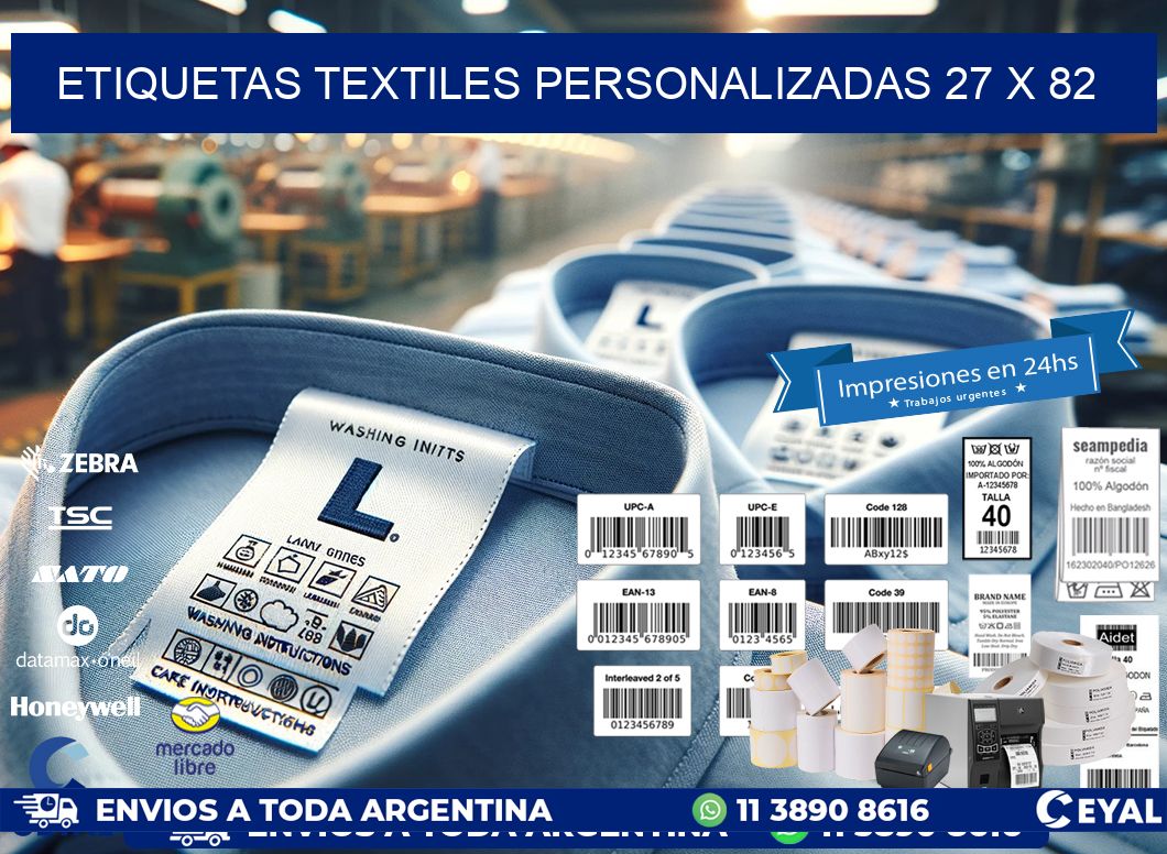 ETIQUETAS TEXTILES PERSONALIZADAS 27 x 82