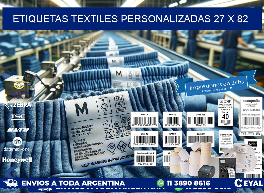 ETIQUETAS TEXTILES PERSONALIZADAS 27 x 82