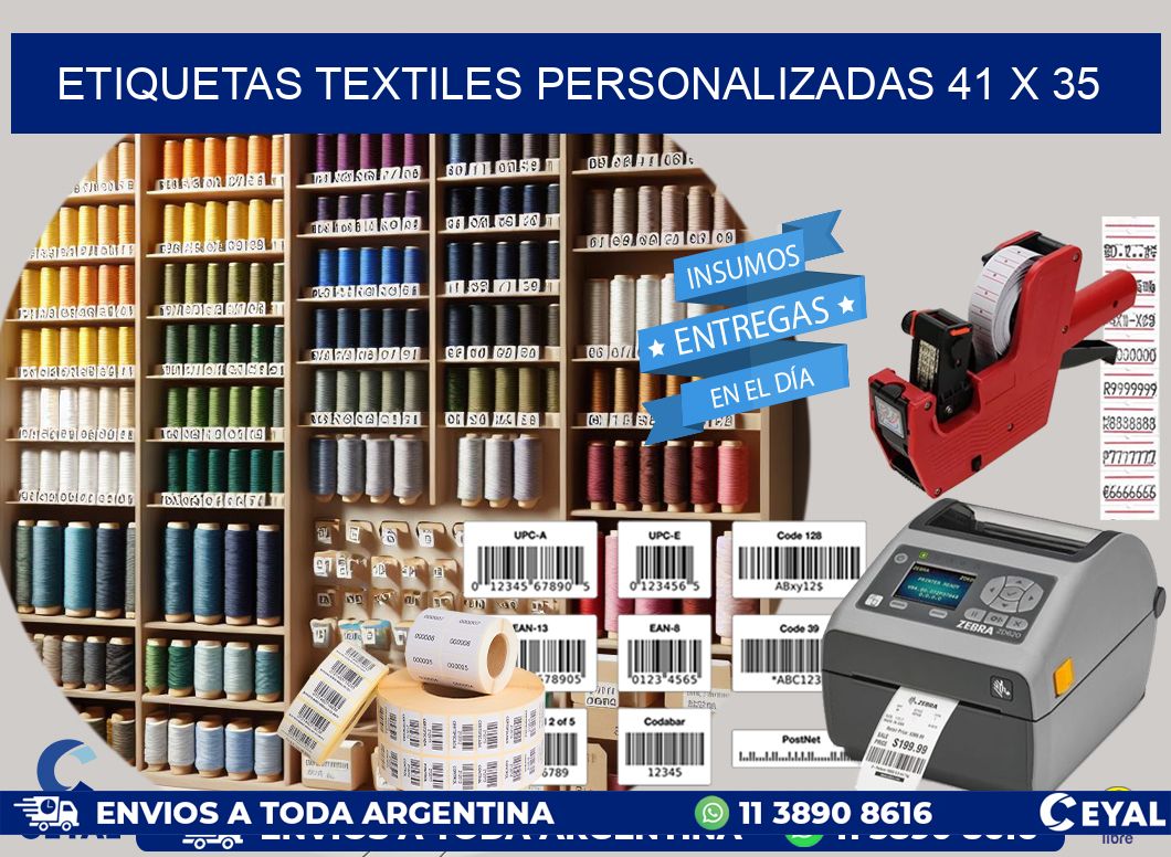 ETIQUETAS TEXTILES PERSONALIZADAS 41 x 35