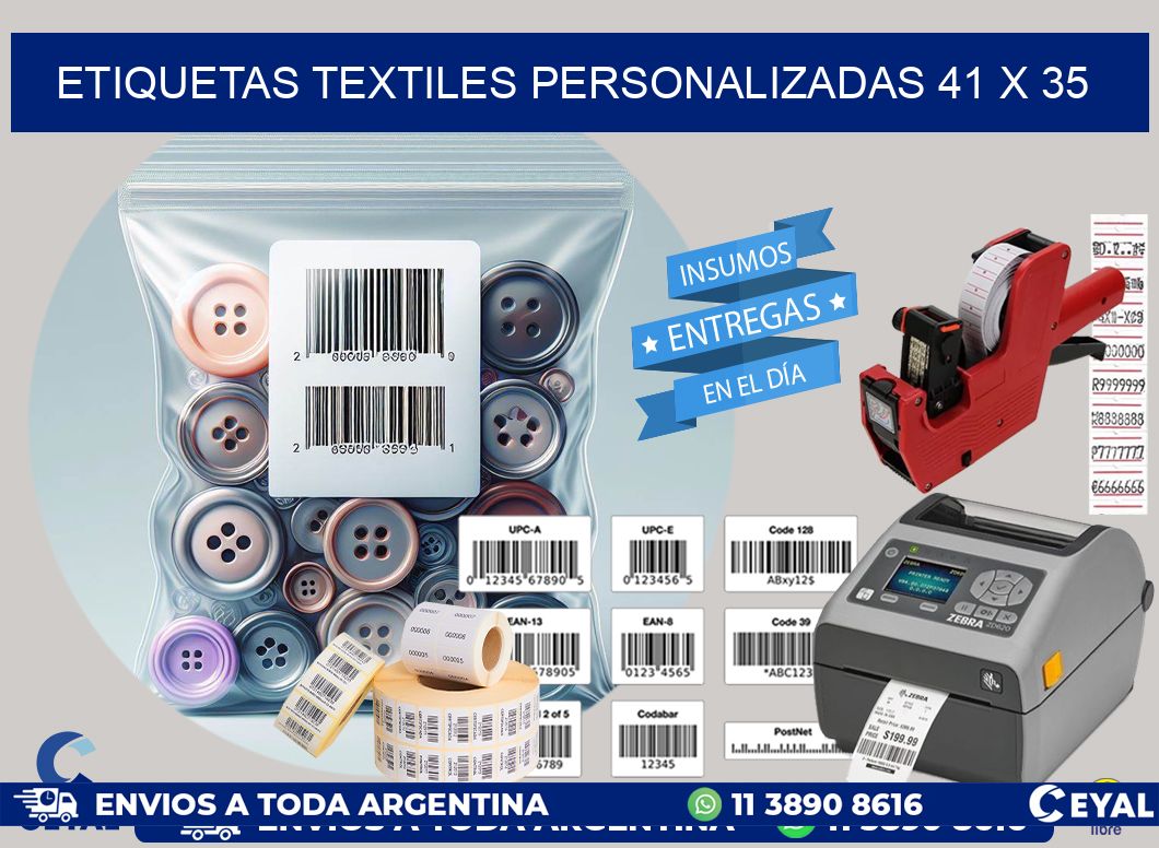ETIQUETAS TEXTILES PERSONALIZADAS 41 x 35