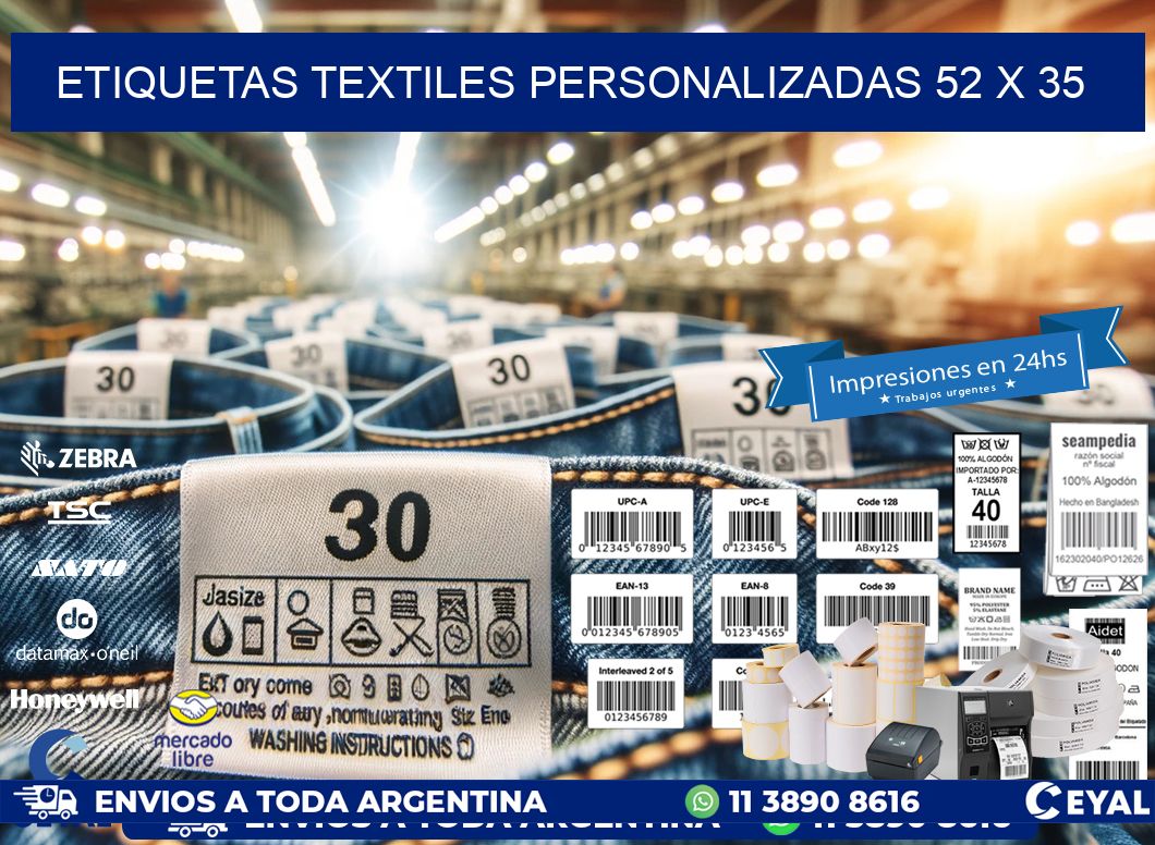 ETIQUETAS TEXTILES PERSONALIZADAS 52 x 35
