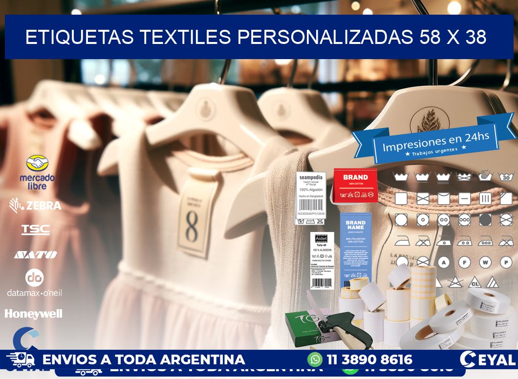ETIQUETAS TEXTILES PERSONALIZADAS 58 x 38