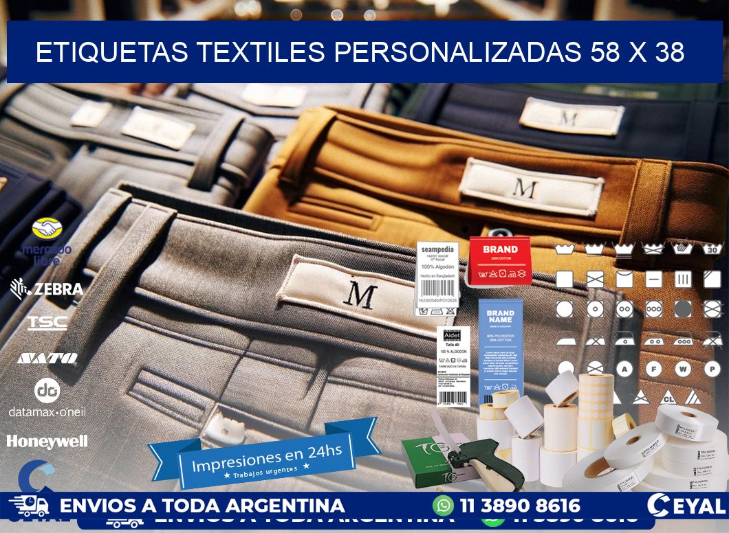 ETIQUETAS TEXTILES PERSONALIZADAS 58 x 38