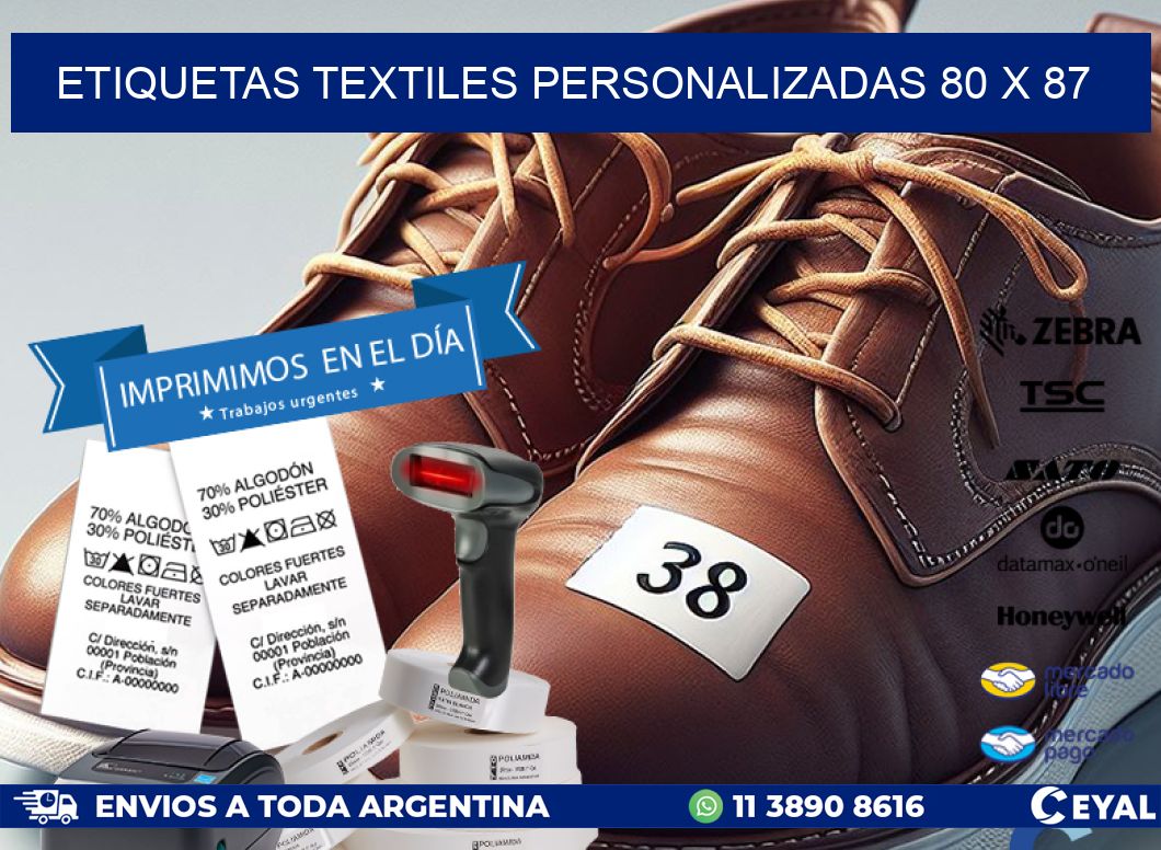 ETIQUETAS TEXTILES PERSONALIZADAS 80 x 87
