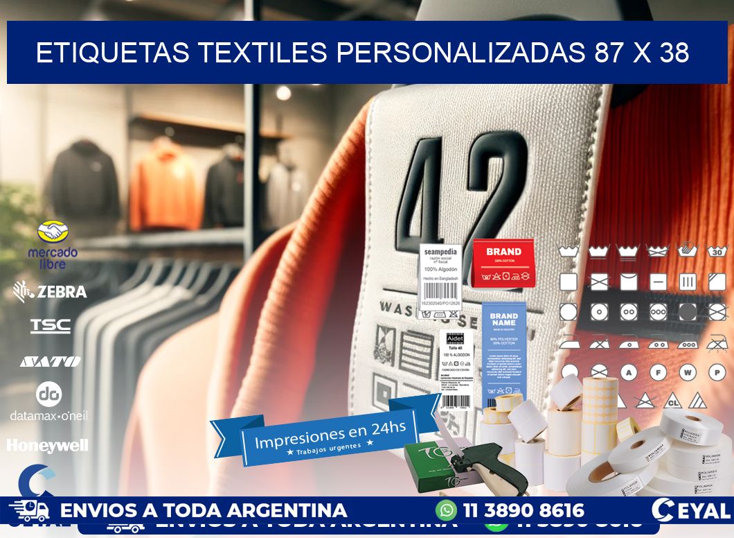 ETIQUETAS TEXTILES PERSONALIZADAS 87 x 38