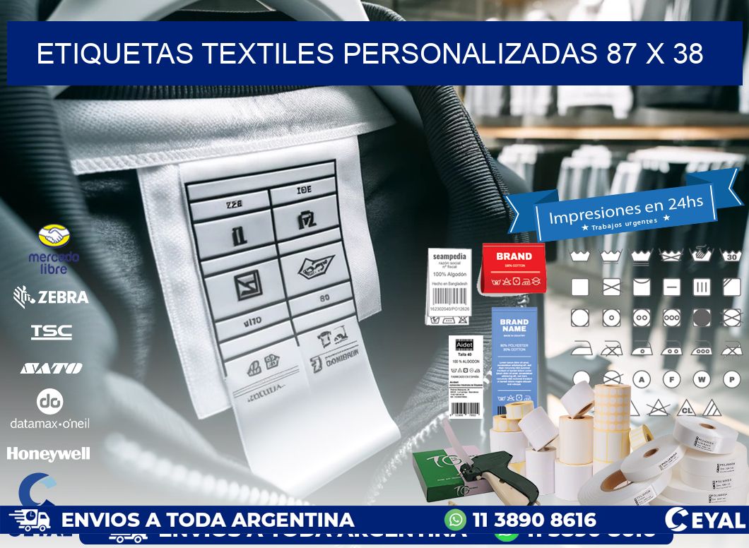 ETIQUETAS TEXTILES PERSONALIZADAS 87 x 38