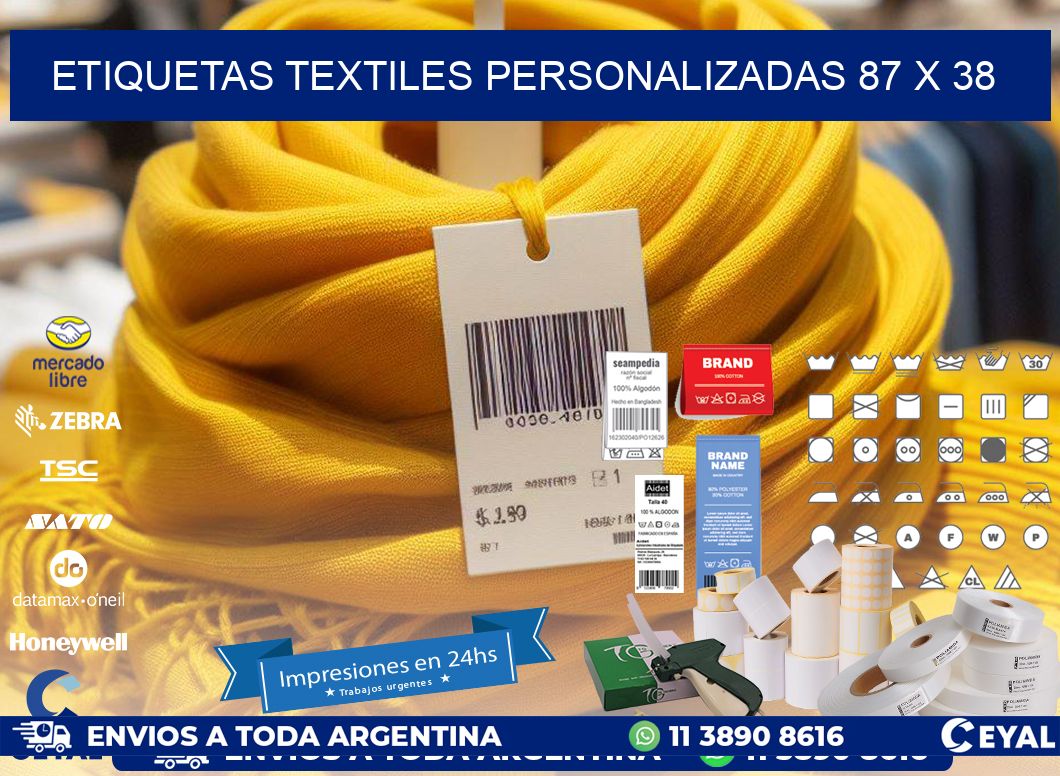 ETIQUETAS TEXTILES PERSONALIZADAS 87 x 38
