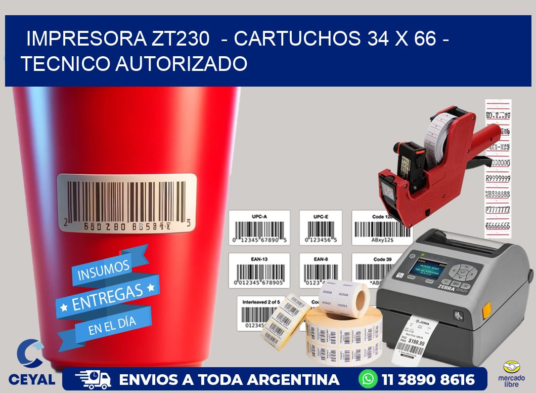 IMPRESORA ZT230 - CARTUCHOS 34 x 66 - TECNICO AUTORIZADO