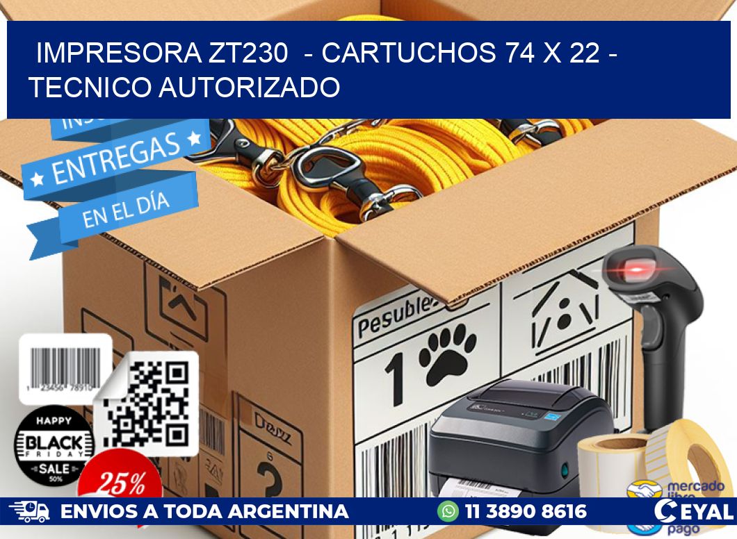 IMPRESORA ZT230  - CARTUCHOS 74 x 22 - TECNICO AUTORIZADO