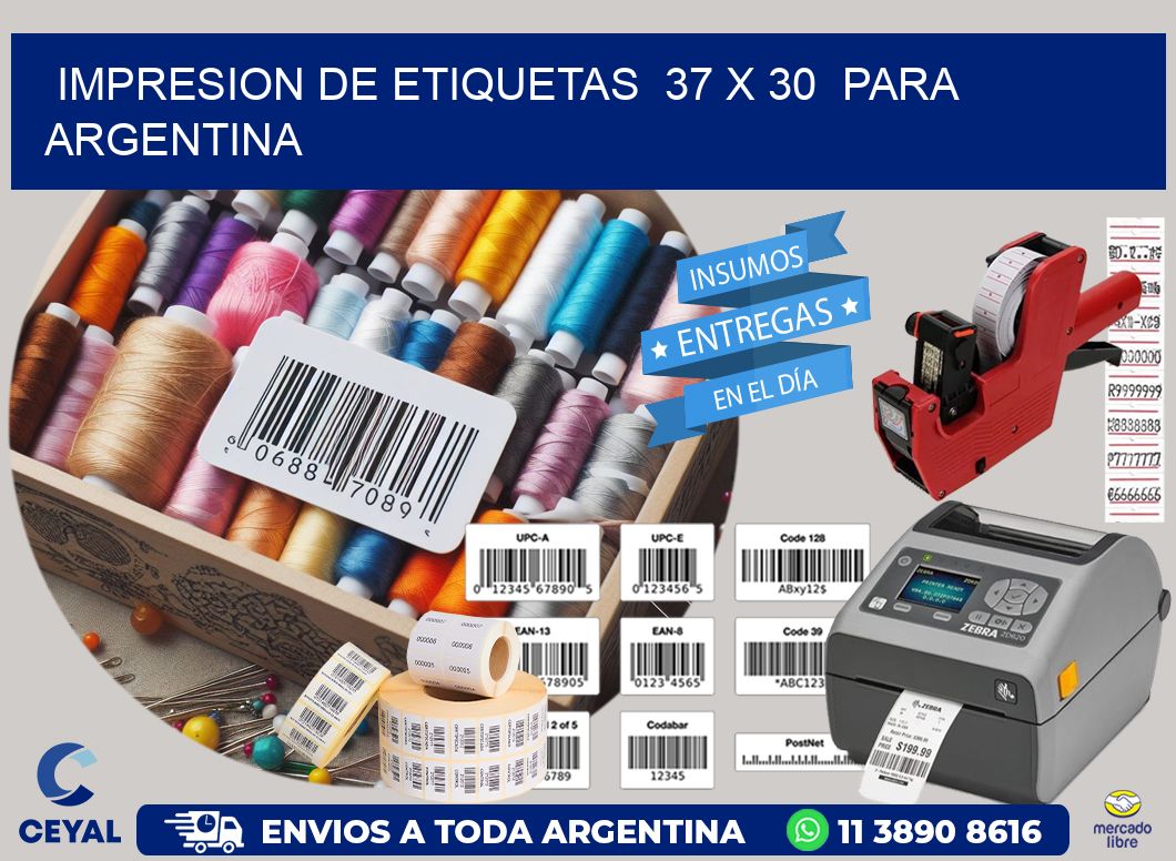impresion de etiquetas 37 x 30 para argentina