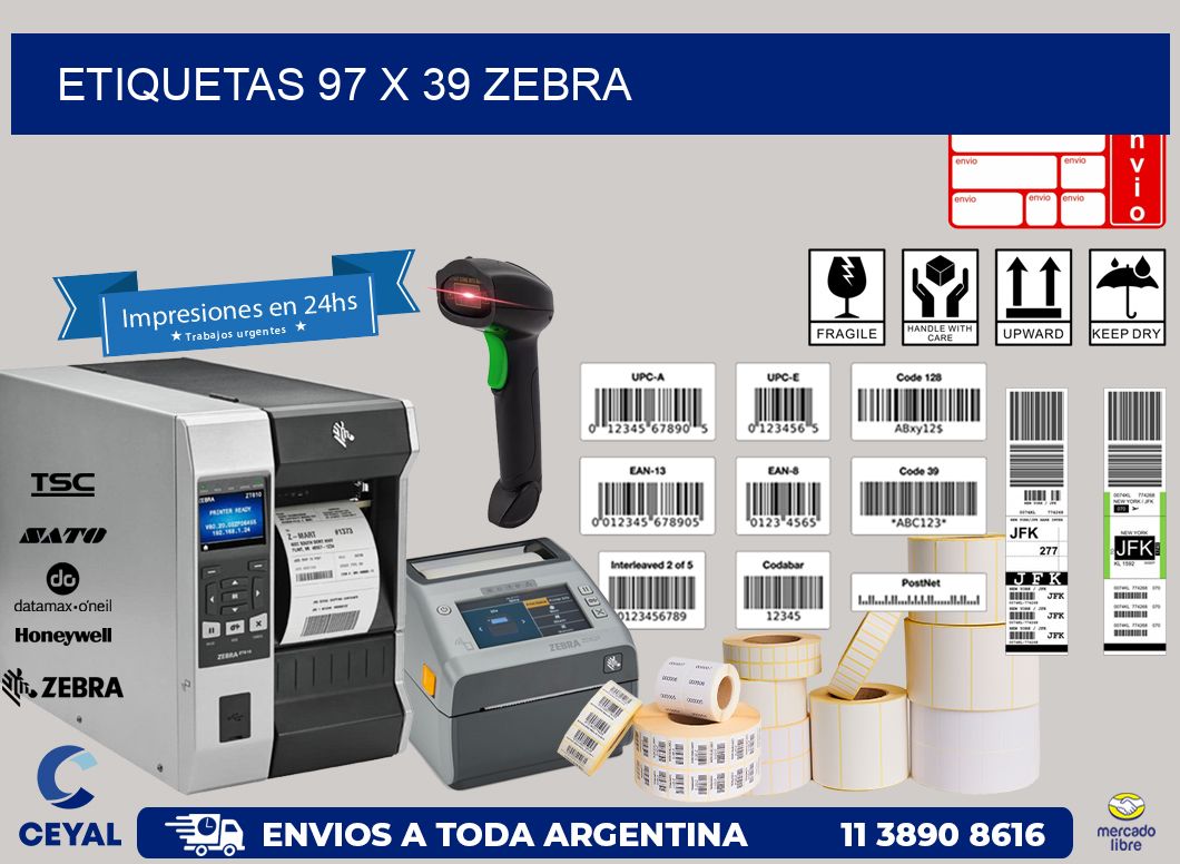 ETIQUETAS 97 x 39 ZEBRA