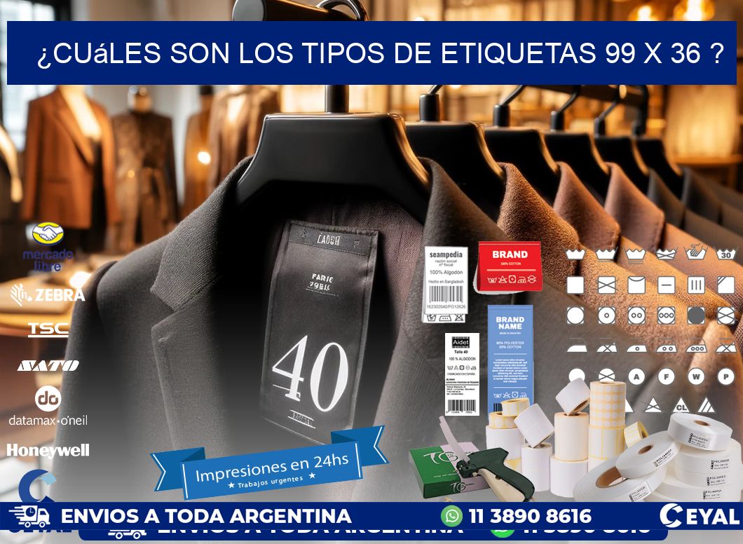 ¿Cuáles son los tipos de etiquetas 99 x 36 ?