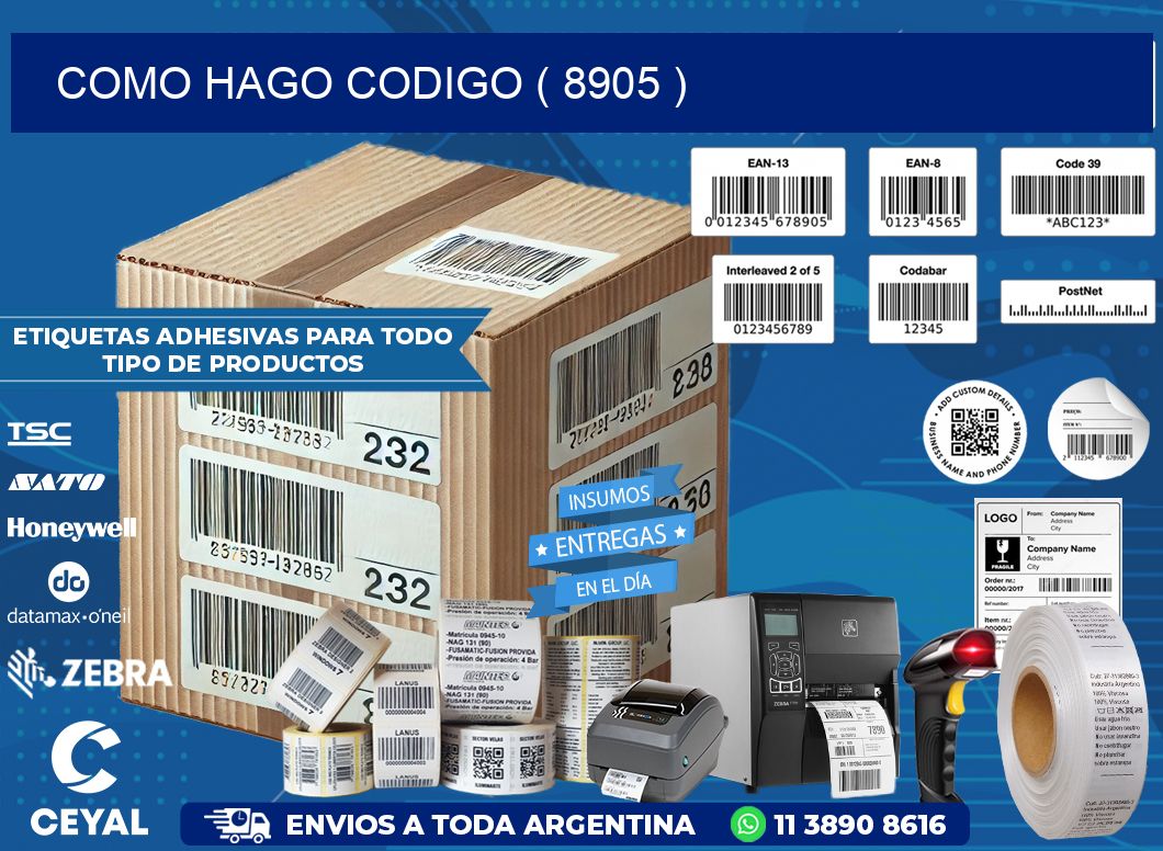 COMO HAGO CODIGO ( 8905 )