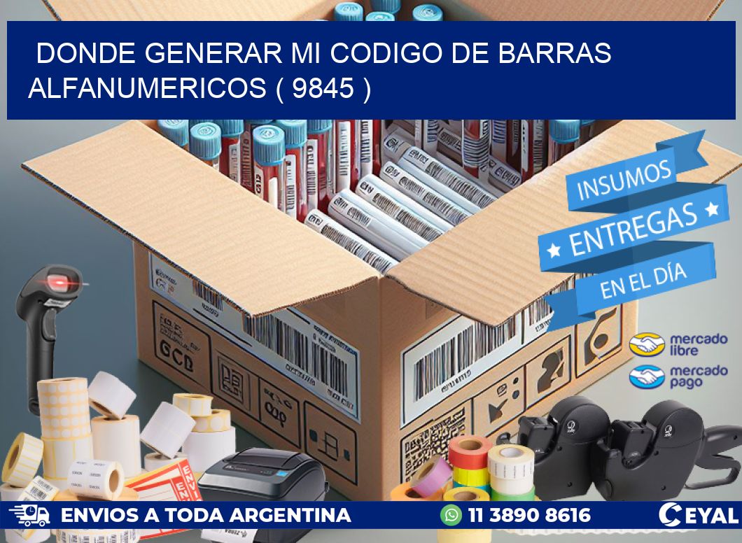 DONDE GENERAR MI CODIGO DE BARRAS ALFANUMERICOS ( 9845 )