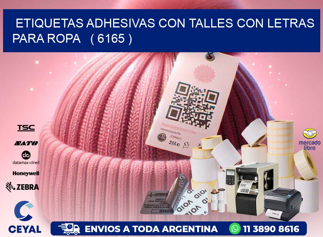 ETIQUETAS ADHESIVAS CON TALLES CON LETRAS PARA ROPA ( 6165 )